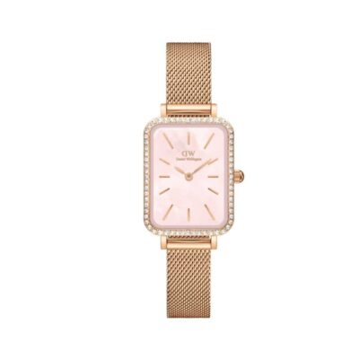 Daniel Wellington Quadro DW00100669 – Nữ – Quartz (Pin) – Pink MOP, Mạ Vàng Hồng PVD, Mặt Số 20mm